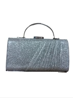 Stilla Silver Shimmer Kiss Lock Evening Clutch with Chain Strap – OS EUC
